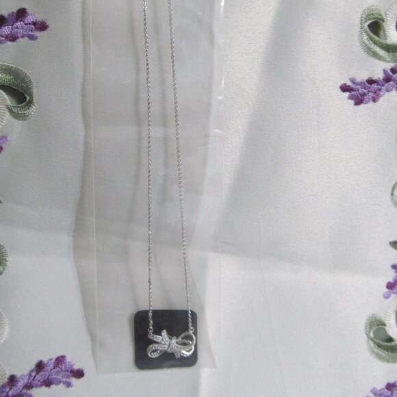 NWT Bella Luce Simulated Diamond Bow Design Adj 18" Necklace Sterling Silver 925 - Picture 4 of 16